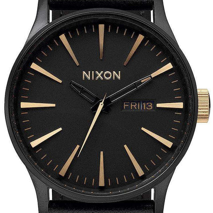 Nixon Quartz Sentry Black Leather A105-1041-00 Mens Watch