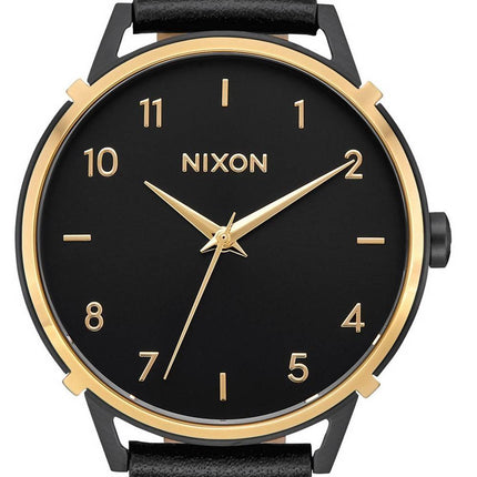 Nixon Arrow Black Dial Leather Strap Quartz A10913220 Women's Watch