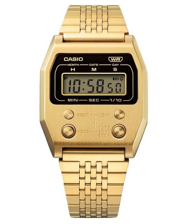 Casio Vintage Digital Gold Ion Plated Stainless Steel Quartz A1100G-5 Unisex Watch