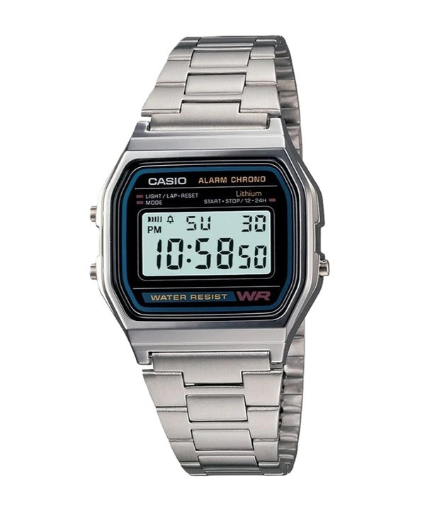 Casio Digital Stainless Steel Daily Alarm A158WA-1DF A158WA-1 Mens Watch