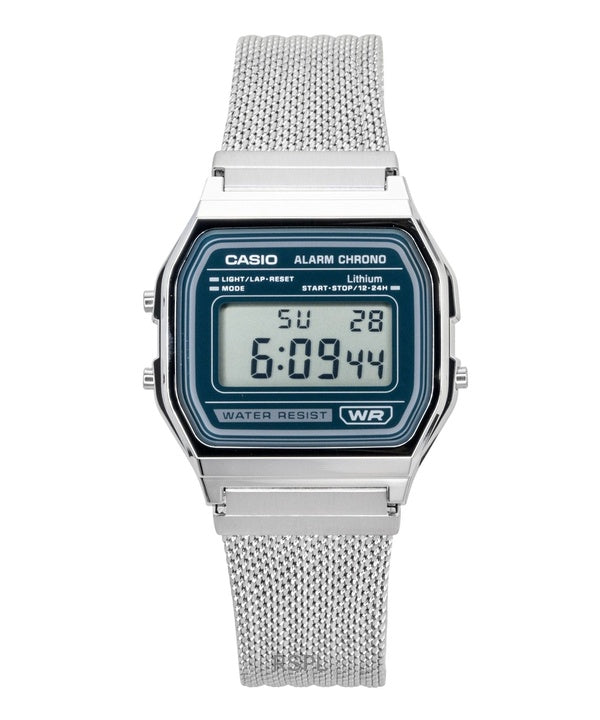 Casio Vintage Digital Stainless Steel Mesh Bracelet Quartz A158WEM-3 Unisex Watch