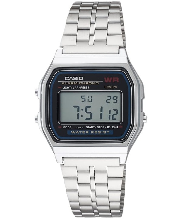 Casio Digital Alarm Chrono Stainless Steel A159WA-N1DF A159WA-N1 Mens Watch