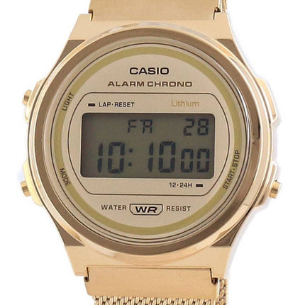 Casio Youth Vintage Gold Tone Stainless Steel Digital A171WEMG-9A Unisex Watch