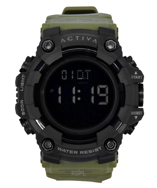 Invicta Activa Digital Army Green Polyurethane Strap Black Dial Quartz ACW1968-002 Men's Watch