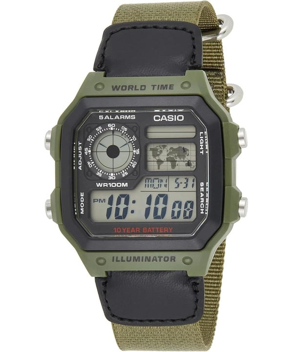 Casio World Time Alarm Digital AE-1200WHB-3BV Men's Watch