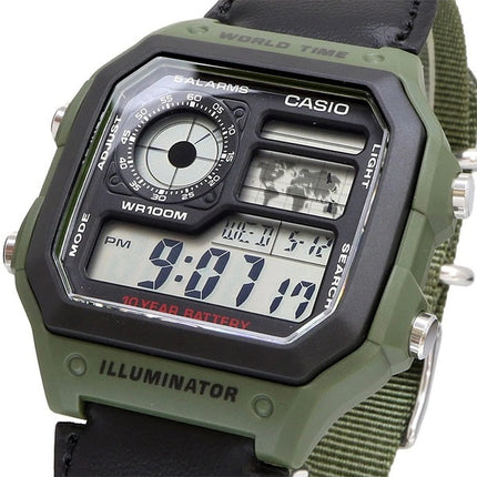 Casio World Time Alarm Digital AE-1200WHB-3BV Men's Watch