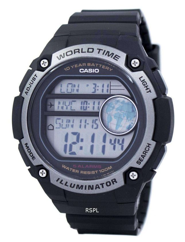 Casio Youth Illuminator World Time Digital AE-3000W-1AV AE3000W