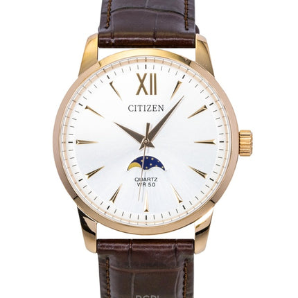 Citizen Moonphase Brown Leather Silver Dial Quartz AK5003-05A Men's Watch