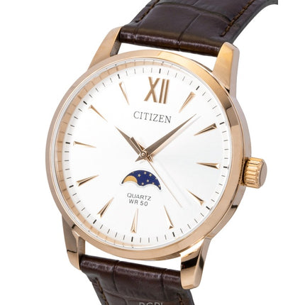 Citizen Moonphase Brown Leather Silver Dial Quartz AK5003-05A Men's Watch