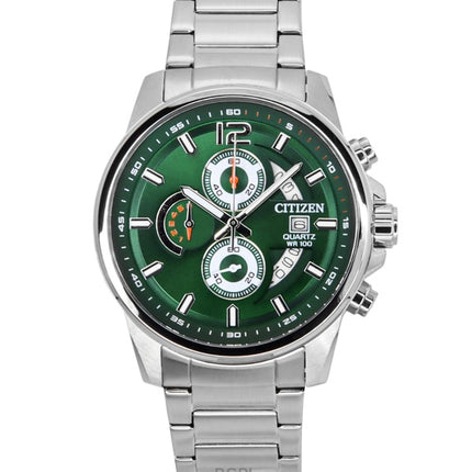 Citizen Chronograph Stainless Steel Green Dial Quartz AN3690-56X 100M Men's Watch