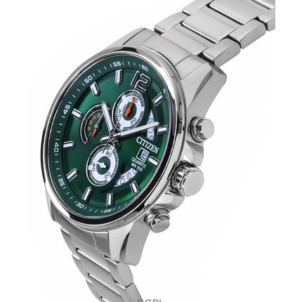 Citizen Chronograph Stainless Steel Green Dial Quartz AN3690-56X 100M Men's Watch