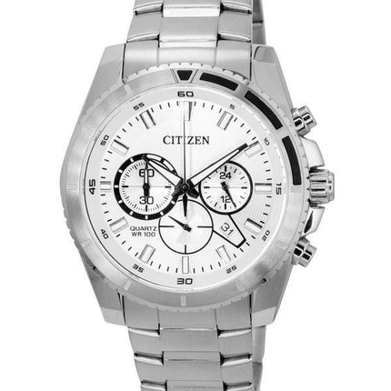 Citizen Chronograph Stainless Steel Silver Dial Quartz AN8200-50A 100M Men's Watch