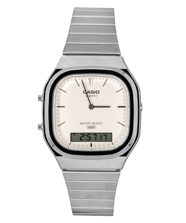 Casio Vintage Analog Digital Off White Dial Quartz AQ-240E-7A2 Unisex Watch