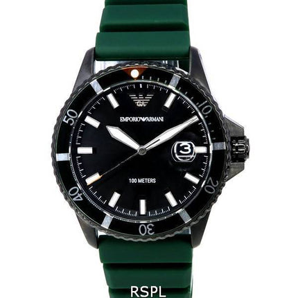 Emporio Armani Green Silicon Black Dial Quartz AR11464 100M Men's Watch