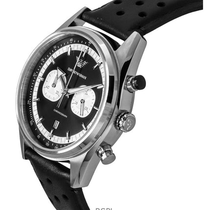 Emporio Armani Chronograph Leather Strap Black Dial Quartz AR11635 Men's Watch