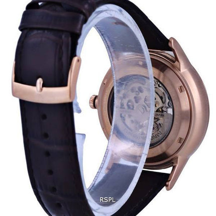 Emporio Armani Skeleton Leather Silver Dial Automatic AR60039 Mens Watch