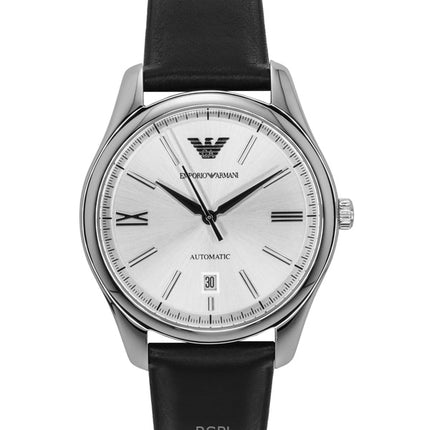 Emporio Armani Leather Strap Silver Dial Automatic AR60077 Men's Watch