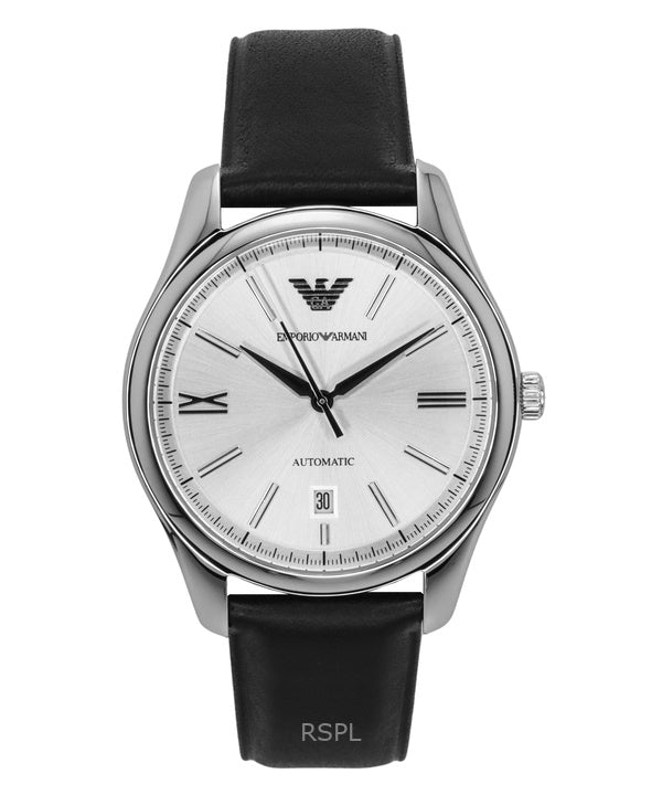 Emporio Armani Leather Strap Silver Dial Automatic AR60077 Men's Watch