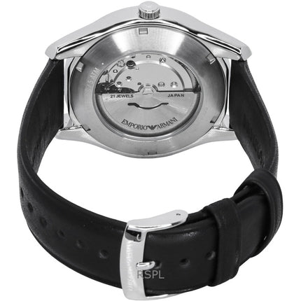 Emporio Armani Leather Strap Silver Dial Automatic AR60077 Men's Watch