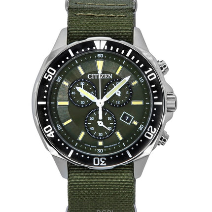 Citizen Eco-Drive Nylon Strap Green Dial Eco-Drive AT2500-19W 100M Men's Watch