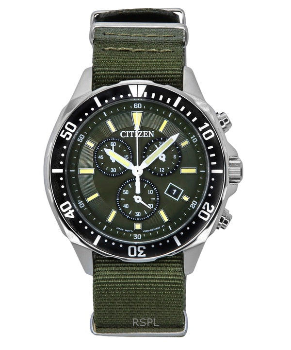 Citizen Eco-Drive Nylon Strap Green Dial Eco-Drive AT2500-19W 100M Men's Watch