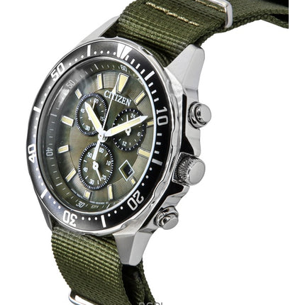 Citizen Eco-Drive Nylon Strap Green Dial Eco-Drive AT2500-19W 100M Men's Watch