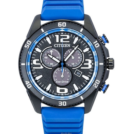 Citizen Brycen Chronograph Silicone Strap Black Dial Eco-Drive AT2586-05E 100M Men's Watch