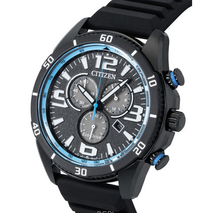 Citizen Brycen Chronograph Silicone Strap Black Dial Eco-Drive AT2587-02E 100M Men's Watch