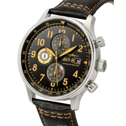 AVI-8 Hawker Hurricane Classic Chronograph Leather Strap Black Dial Quartz AV-4011-0Y Men's Watch