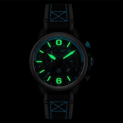 AVI-8 Hawker Hurricane Dual Retrograde Chronograph Storm Black Leather Strap Black Dial Quartz AV-4056-0A Men's Watch