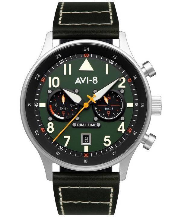 AVI-8 Hawker Hurricane Carey Dual Time Merville Green Dial Quartz AV-4088-02 Men's Watch