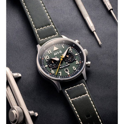 AVI-8 Hawker Hurricane Carey Dual Time Merville Green Dial Quartz AV-4088-02 Men's Watch