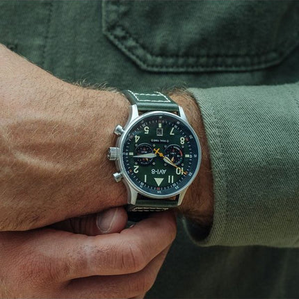 AVI-8 Hawker Hurricane Carey Dual Time Merville Green Dial Quartz AV-4088-02 Men's Watch