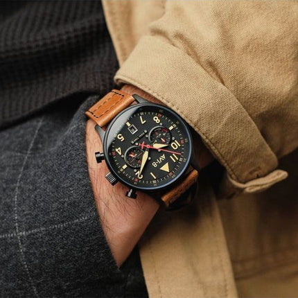 AVI-8 Hawker Hurricane Carey Dual Time Debden Black Dial Quartz AV-4088-03 Men's Watch