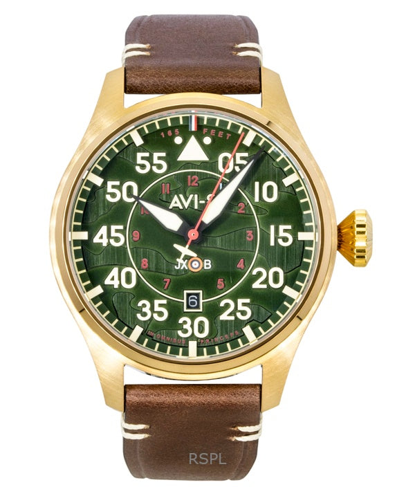 AVI-8 Hawker Hurricane Clowes Northholt Leather Strap Green Dial Automatic AV-4097-04 Men's Watch