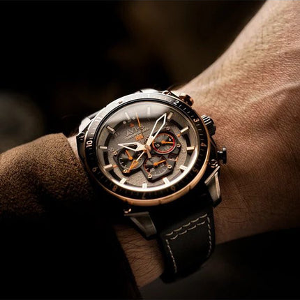 AVI-8 Hawker Hunter Atlas Dual Time Chronograph Charcoal Grey Dial Quartz AV-4100-07 Mens Watch