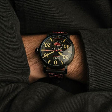 AVI-8 P-51 Mustang Blakeslee Chronograph D-Day 80 Limited Edition Omaha Black Dial Quartz AV-4077-06 Men's Watch