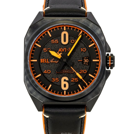 AVI-8 Bell X-1 Machbuster Rubber And Leather Strap Jet Black Dial Automatic AV-4115-04 Men's Watch