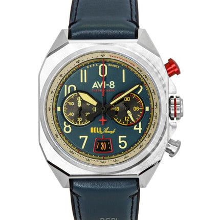 AVI-8 Bell X-1 Machbuster Chronograph Aviation Blue Rubber Strap Blue Dial Quartz AV-4118-01 Men's Watch