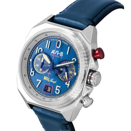 AVI-8 Bell X-1 Machbuster Chronograph Aviation Blue Rubber Strap Blue Dial Quartz AV-4118-01 Men's Watch