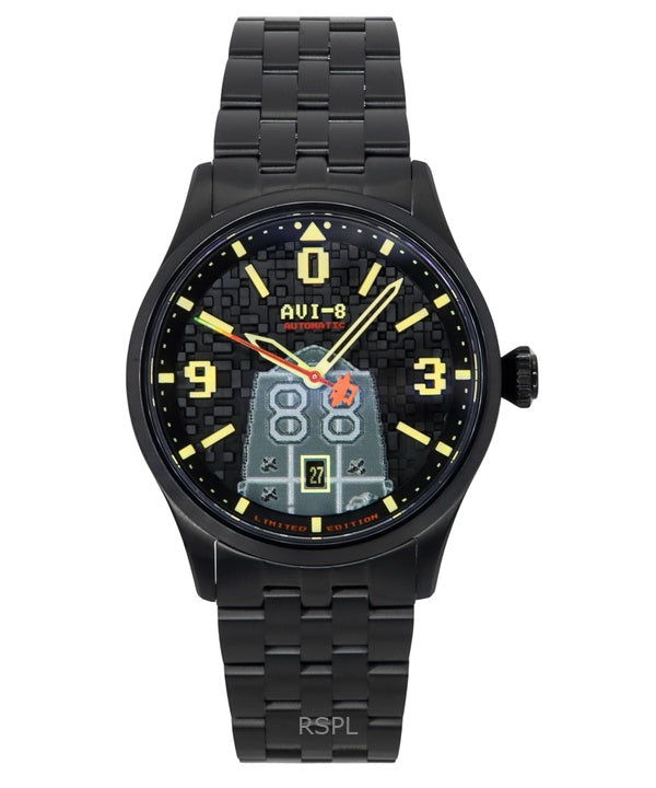 AVI-8 Flyboy Capcom 1942 Automatic Pixel Limited Edition Midnight Ace Black Dial AV-4121-33 Men's Watch With Extra Strap