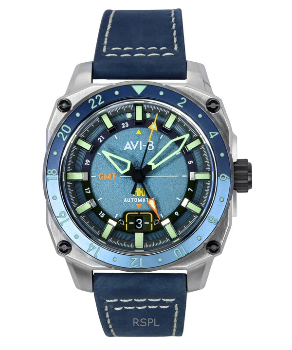 AVI-8 Hawker Hunter Atlas GMT Retro Blue Dial Automatic AV-4122-05 Men's Watch
