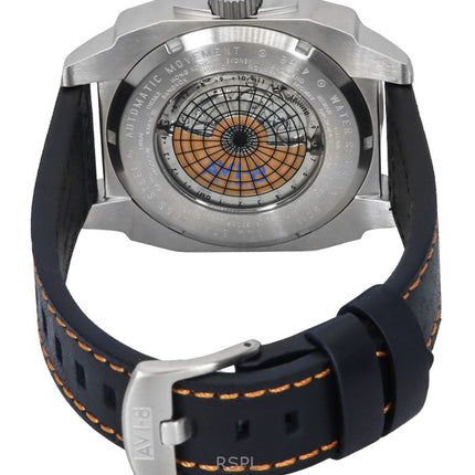 AVI-8 Hawker Hunter Atlas GMT Orangish Red Leather Strap Orange Dial Automatic AV-4122-06 Men's Watch