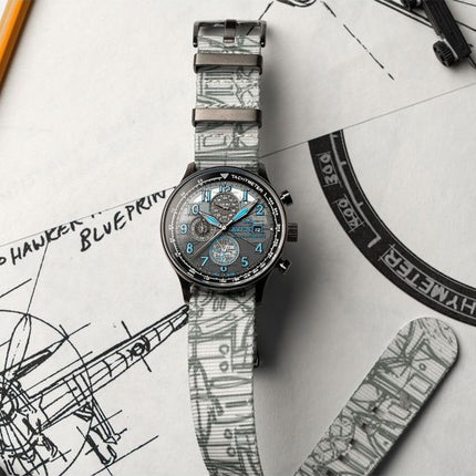 AVI-8 Hawker Hurricane Inkdial Chronograph Limited Edition Grey Dial Quartz AV-4123-01 Men's Watch With Extra Strap