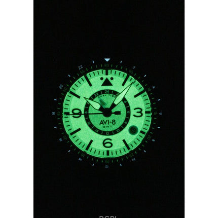 AVI-8 Flyboy Airmaster GMT Leather Strap White Dial Automatic AV-4128-02 Men's Watch