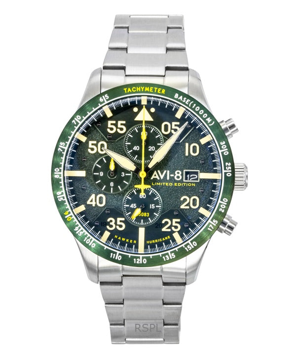 AVI-8 Hawker Hurricane Chronograph Limited Edition Green Dial Quartz AV-4130-33 Men's Watch With Extra Strap