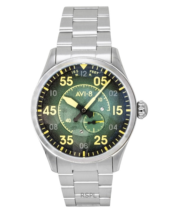 AVI 8 Spitfire Type 300 Tarmac Tracker Stainless Steel Green Dial Automatic AV-4147-22 Men's Watch