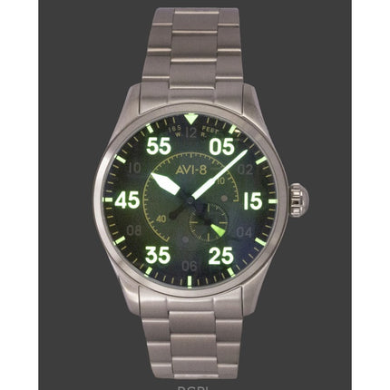 AVI 8 Spitfire Type 300 Tarmac Tracker Stainless Steel Green Dial Automatic AV-4147-22 Men's Watch