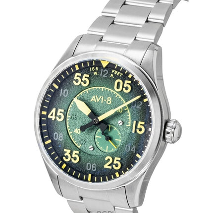 AVI 8 Spitfire Type 300 Tarmac Tracker Stainless Steel Green Dial Automatic AV-4147-22 Men's Watch
