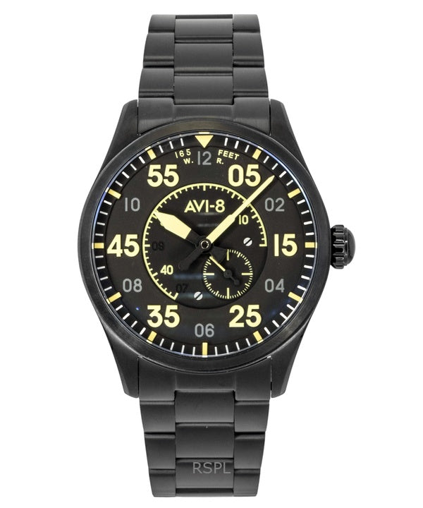 AVI 8 Spitfire Type 300 Eclipse Display Stainless Steel Black Dial Automatic AV-4147-44 Men's Watch